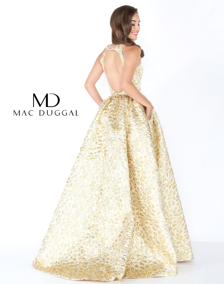 mac duggal gold dress